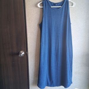 Pure Jill Indigo 100% cotton sleeveless tank shift dress with pockets small